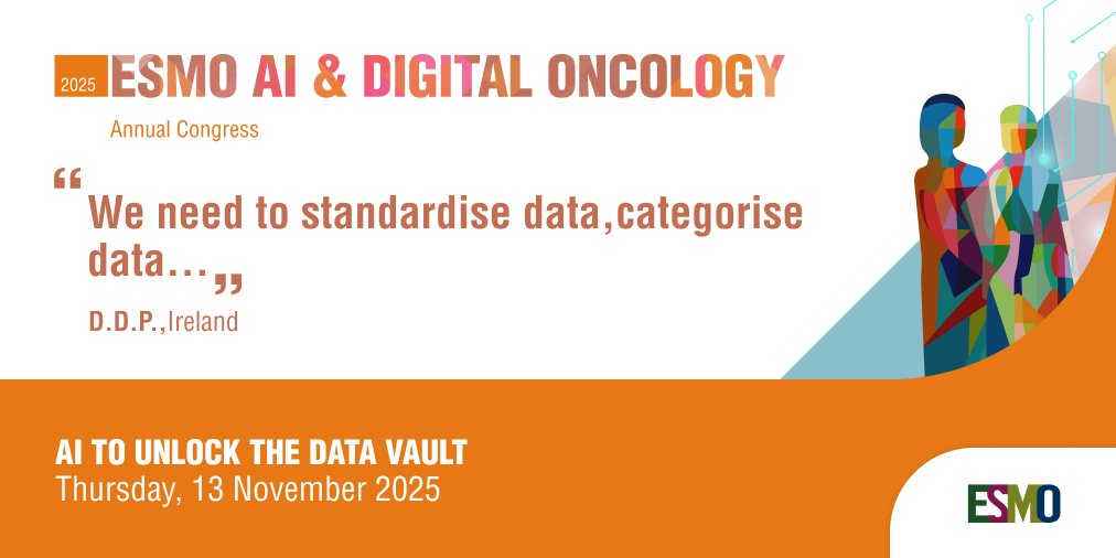 🤖 AI is only as good as the data it learns from 
At #ESMOAI25 the session “AI to unlock the data vault” will discuss how data structuring and harmonisation pave the way for effective AI applications in oncology.
👉esmo.org/newsroom/esmo-…
#DigitalOncology #AIOncology #HealthAI