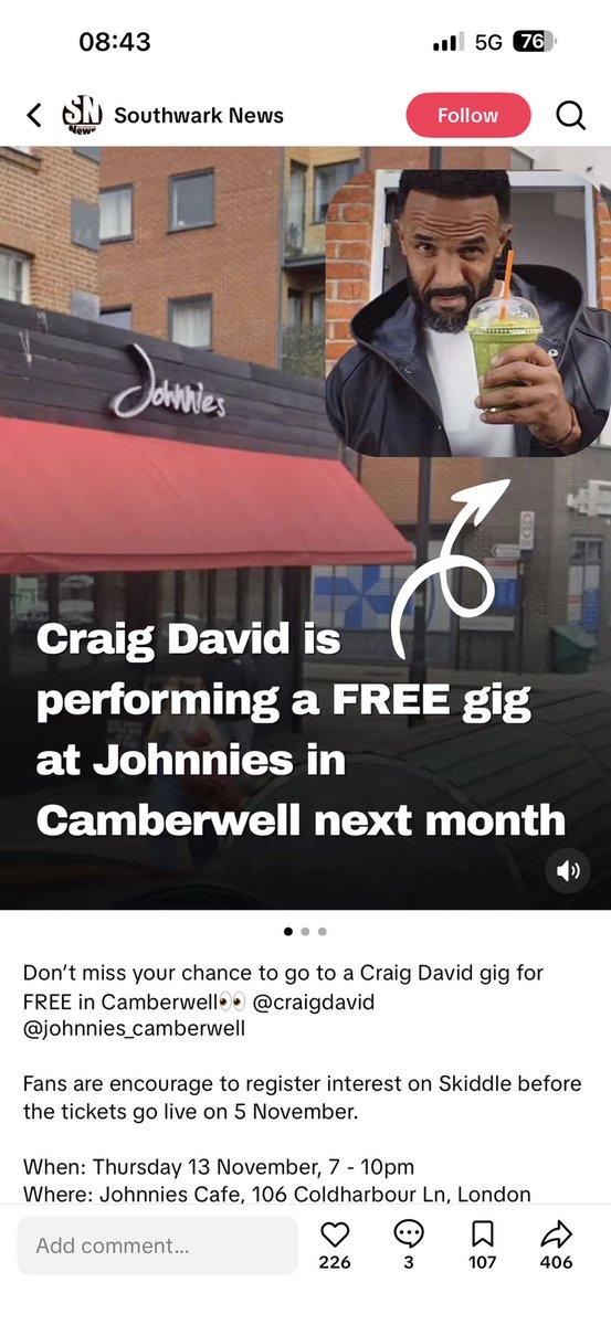 Craig David performing in Johnnies next month is making me laugh 🤣
