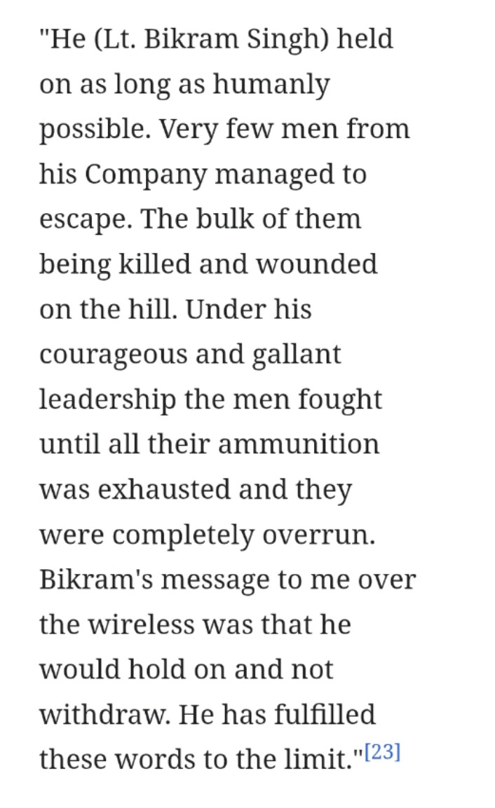 Lol the audacity!
In the words of Brig. N. C. Rawlley, MC.
Despite this, Vir Chakras were awarded to following 5 soldiers of 6 Kumaon for their actions in the battle except him. Not just him there are several cases where Rajputs were overlooked and not given their fair share.