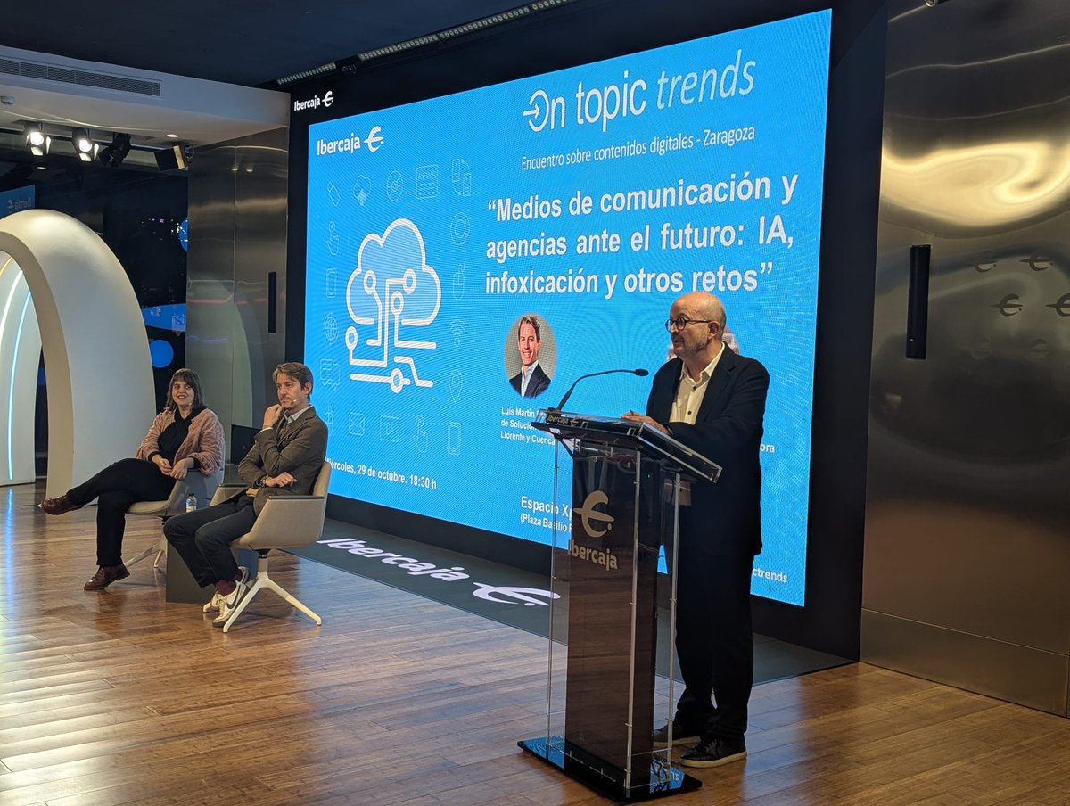 💡<a href="/OnTopicos/">OnTopic</a> Trends analiza el impacto de la Inteligencia Artificial en los medios y en las agencias de comunicación.

El evento ha llevado el título “Medios de comunicación y agencias ante el futuro: IA, infoxicación y otros retos”.

Más información ➡️periodistasdearagon.org/2025/10/30/on-…