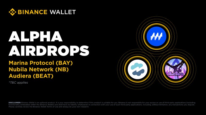 Binance Alpha Update 🚀

Nubila Network (NB) Airdrop on October 31
Marina Protocol (BAY) Airdrop November 1
Audiera (BEAT) Airdrop on November 1

#Binance    #BinanceAlpha