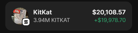 Just turned $3,000 into $20,000 on $KITKAT

Lets change someone life. 

$2,500 $KITKAT GIVEAWAY for someone who RETWEET and FOLLOW me

Reply with your SOL addresses.
