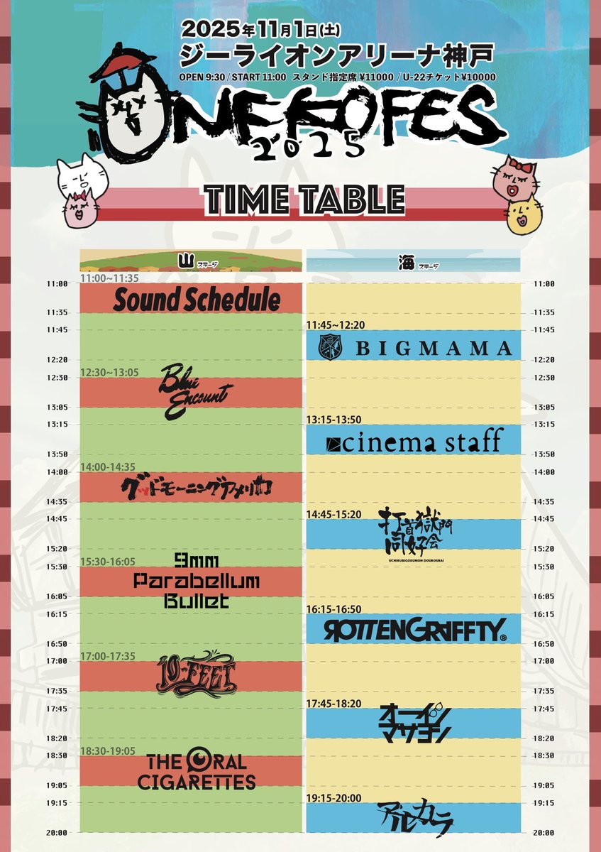 cinemastaff_'s tweet image. &amp;lt;フェス情報&amp;gt;

開催まであと2日…！

アルカラ主催
ネコフェス2025
2025年11月1日(土)
GLION ARENA KOBE

OPEN 9:30 START 11:00(予定)
ADV:一般 ¥11,000 U-22¥10,000

cinema staffの出演は
海ステージ 13:15~13:50です。

※追加出演者情報は画像を参照ください

オフィシャルサイト…