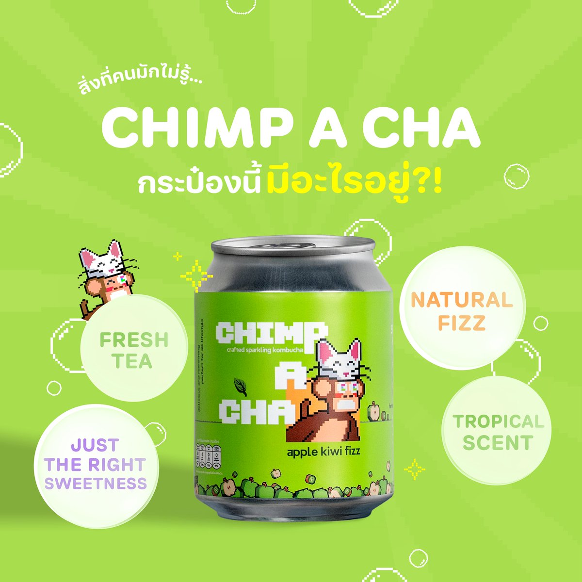 chimpacha's tweet photo. What’s inside Chimp A Cha?🍹
🍃 Real brewed tea — fresh &amp; aromatic
💨 Naturally fizzy — soft, natural bubbles
🍍 Tropical fruit aroma — 100% real
🍬 Perfectly sweet — just right for a refreshing sip
Ready to sip? 👉https://t.co/HrRPbPcufb

#Kombucha #ChimpAcha https://t.co/qPoTiykBmC