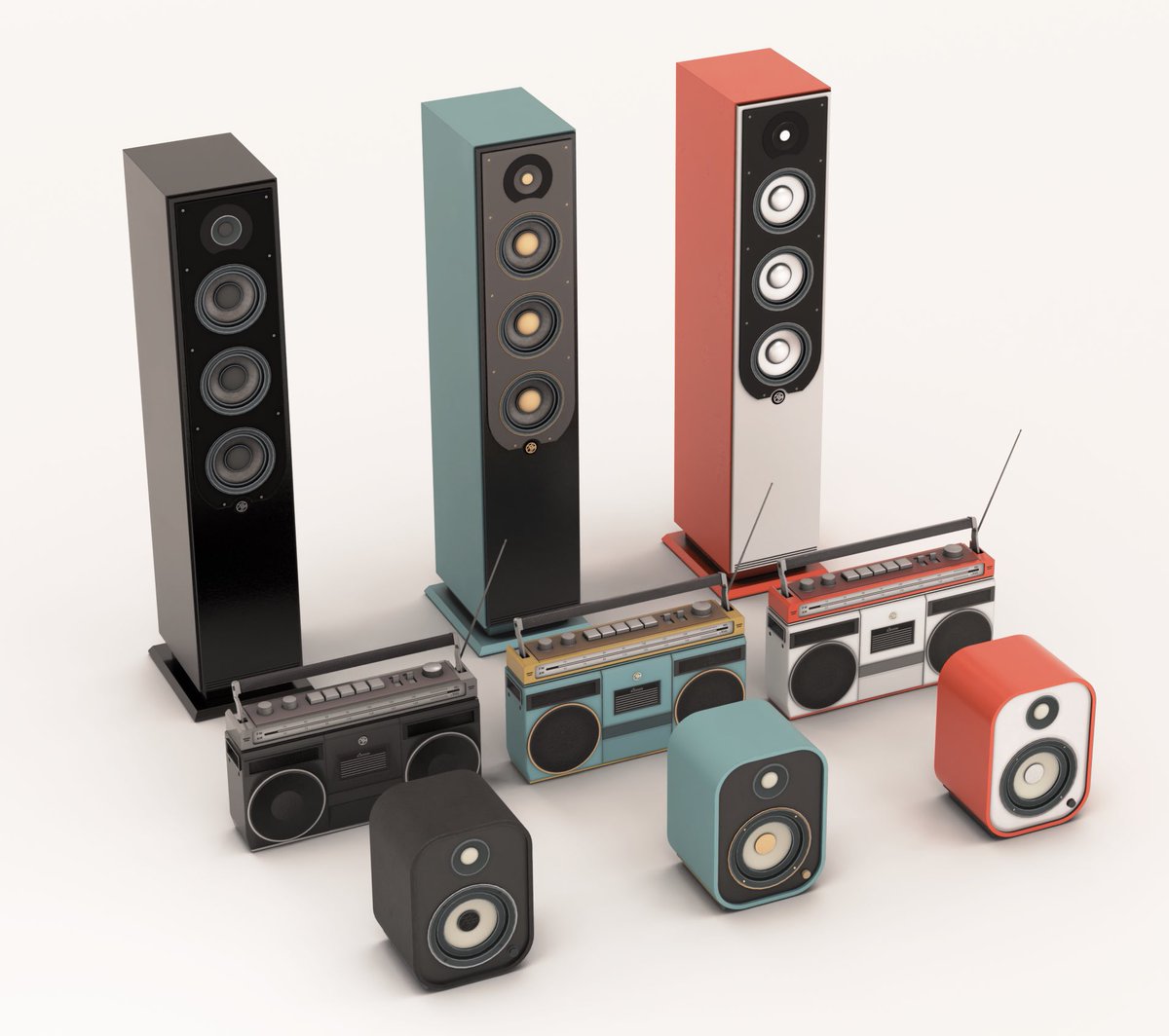 MIGIRI_LAB's tweet image. #MIGIRILAB の第一弾のアセットは「MIGIRI Spatial Speaker」📻️ 音質が変わるギミックつきスピーカー3Dモデルを3種類(セットあり)を販売します。《11月3日(月)の正午12:00》より販売開始予定ですっ！セールやプレゼントキャンペーンも実施予定なので続報をお待ち下さい！