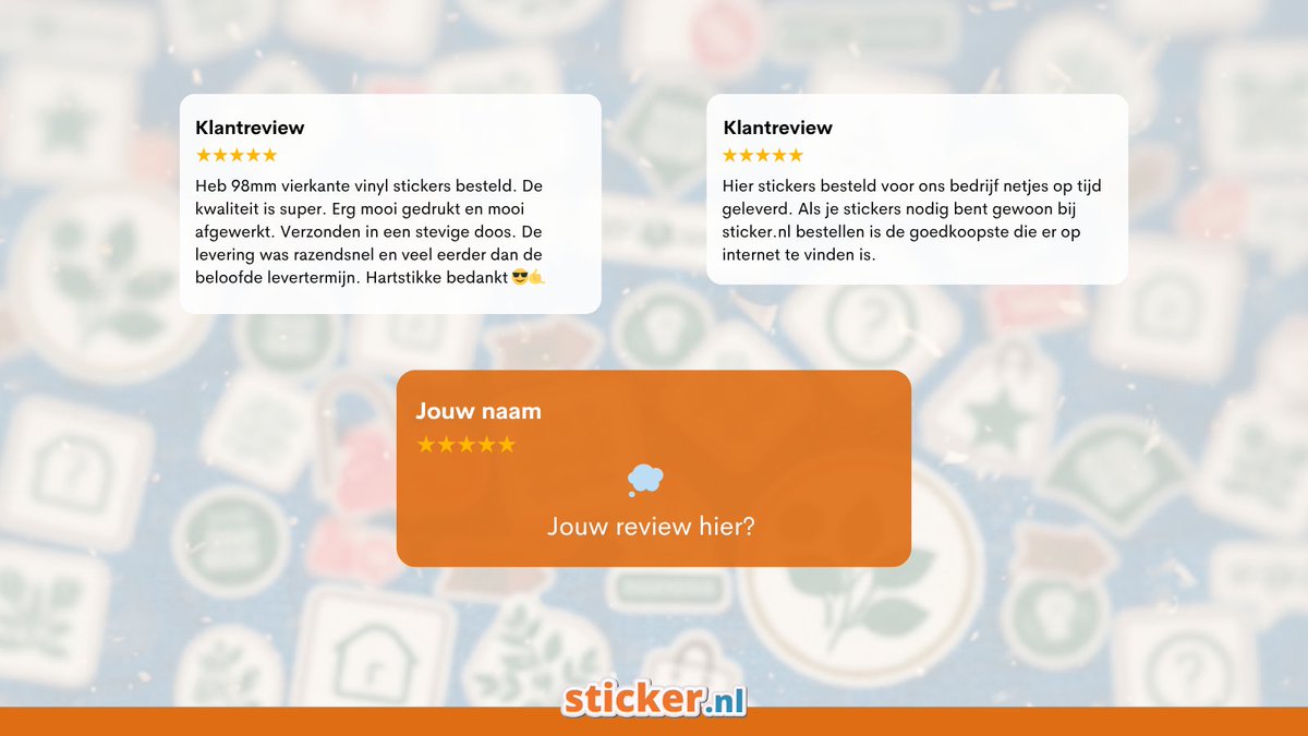 StickerNL's tweet photo. 𝐖𝐞 𝐰𝐨𝐫𝐝𝐞𝐧 𝐛𝐥𝐢𝐣 𝐯𝐚𝐧 𝐚𝐥𝐥𝐞 𝟓-𝐬𝐭𝐞𝐫𝐫𝐞𝐧𝐫𝐞𝐯𝐢𝐞𝐰𝐬 ⭐⭐⭐⭐⭐
Bedankt aan iedereen die de tijd heeft genomen om er één achter te laten, dat waarderen we enorm!

Ook tevreden over https://t.co/EyFciLidJl? Laat het weten 👉 https://t.co/oHLnbGyKAl https://t.co/Zl3v3uWE6x