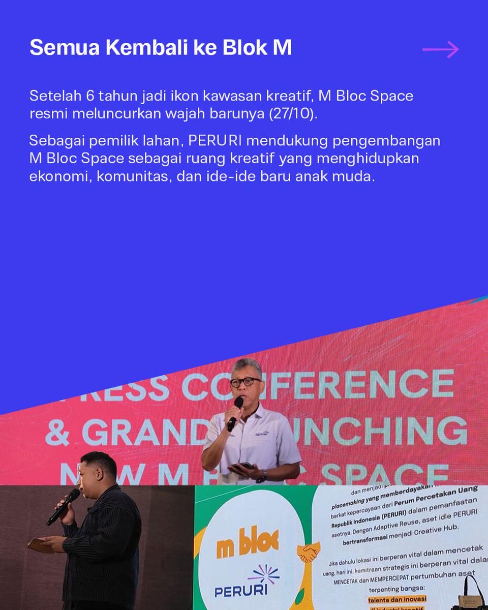 ayudaayudi's tweet photo. Dari cetak uang ke cetak peluang , PERURI ikut mendukung wajah baru M Bloc Space, yang makin fresh, inklusif, dan penuh energi.

#PerusahaanTeknologiHighSecurity #InnovationforASovereignFuture #KemajuanBerdaulat #InovasiKeamananTinggi #PeruriGovTechIndonesia #TrusteeOfSovereignty https://t.co/6tObiSGzdS