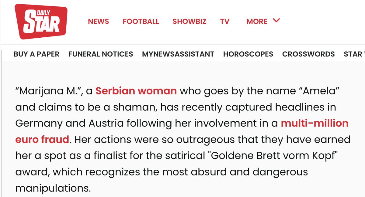 Auch in 🇬🇧 wird über Goldenen Brett berichtet!
Ok, es im Artikel um die Schamanin, aber wir freuen uns über die Miterwähnung! 
dailystar.co.uk/news/world-new…
