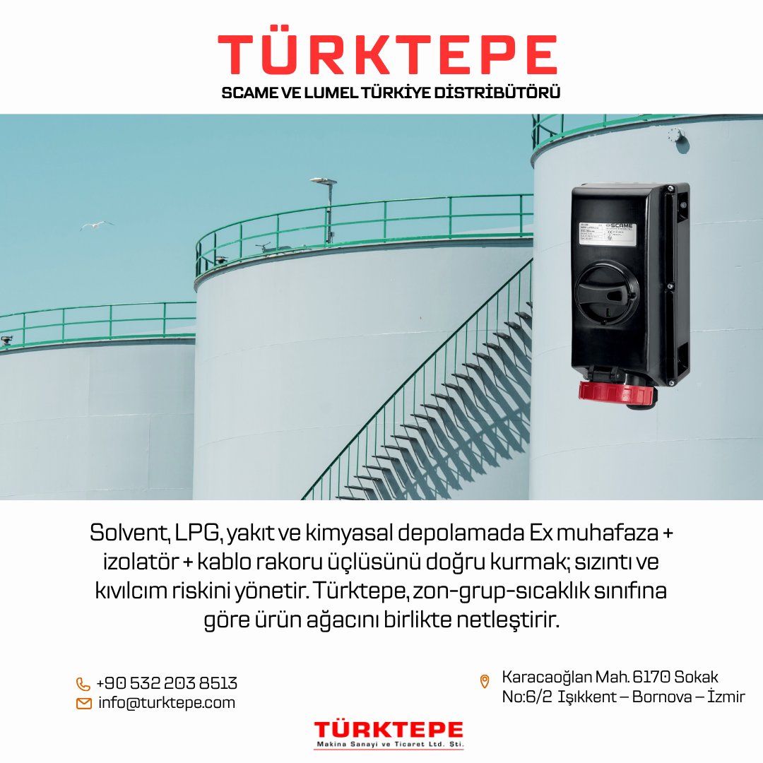 TurktepeTR's tweet image. Ex-Proof | Dolum &amp;amp; depolama güvenliği, işlem güvenliği, doğru izolasyonla başlar.

👉 Keşif talep edin:
exproof.turktepe.com

#ATEX #ExProof #ZoneClassification #ExplosionSafety #ChemicalStorage #FuelDepot #Solvent #IsolationSwitch #ExEnclosure #Gland #ProcessSafety #HSE