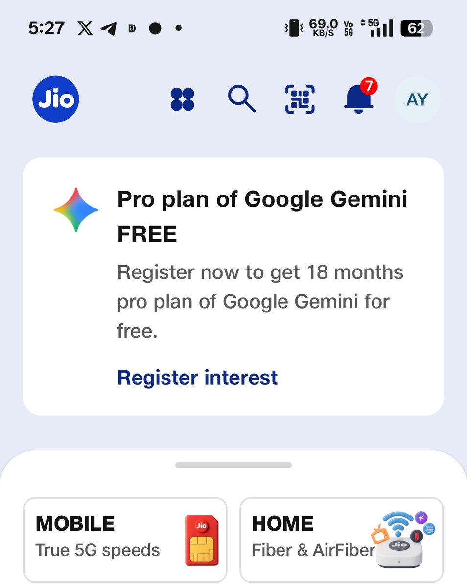 _technicalahmad's tweet photo. JIO USERS! BIG NEWS🔥

You can get Google Gemini Pro FREE for 18 months!

How to claim:

1️⃣ Open MyJio app

2️⃣ Tap the Google AI Pro banner

3️⃣ Register your interest &amp; wait for confirmation

✅ Eligible: 5G users on ₹349+ plans

Have you claimed it? https://t.co/A1o4fxJLGA