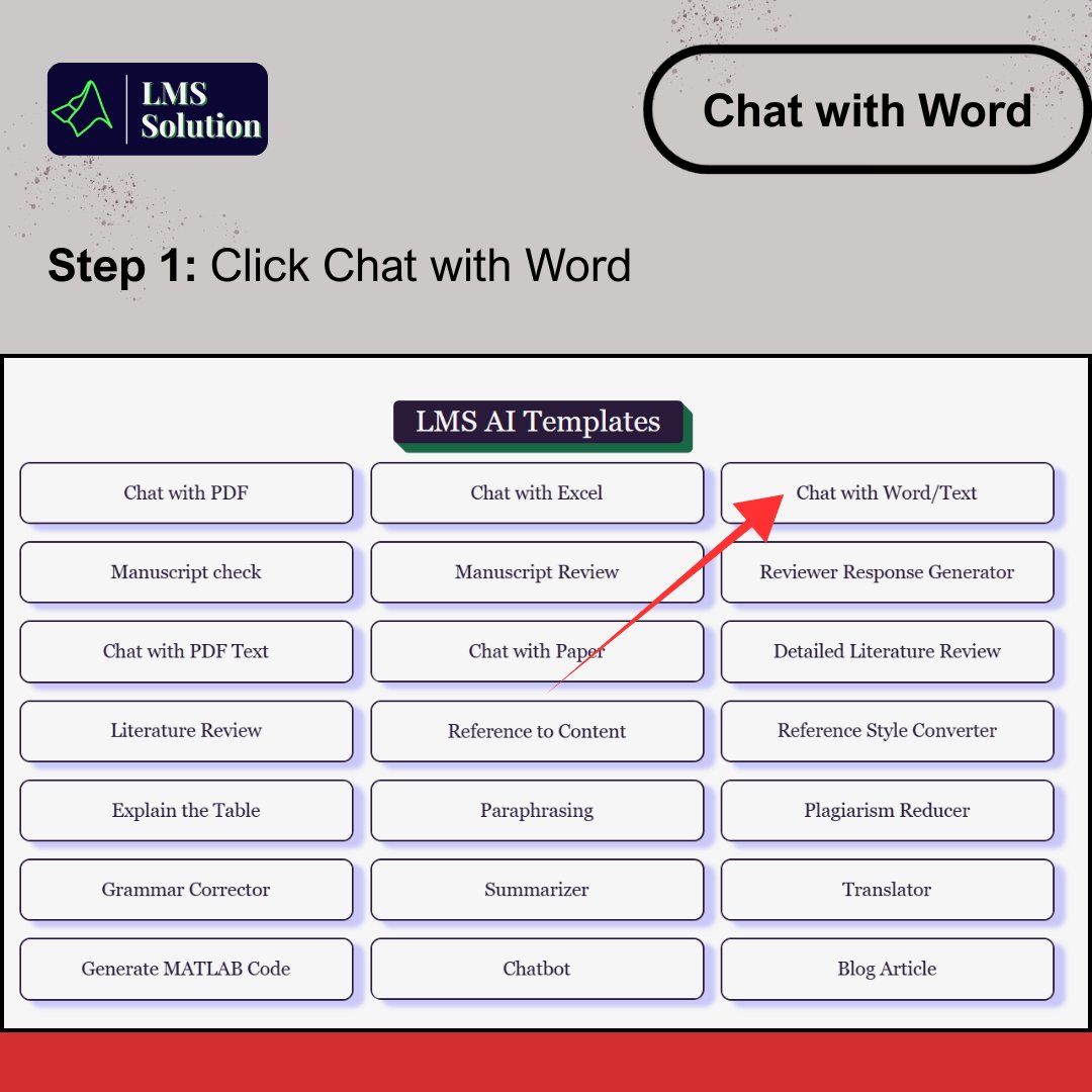 Lms_Solution's tweet image. 💡 Chat with Word

📄 Analyze papers, simplify results, and enhance productivity in seconds!

🔗 zurl.co/UsDpE

#AIforResearch #AcademicAI #DocxChat #LMSsolution #ChatWithWord #AIWritingTool