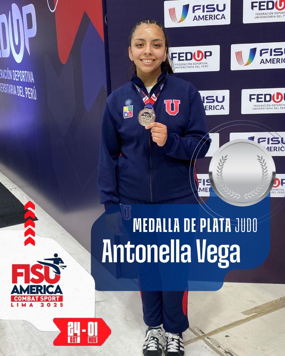 🥈 ¡SUBCAMPEONA!

La judoca Antonella Vega obtuvo el segundo lugar en la categoría -70kg en el Panamericano Universitario de Deportes de Combate, organizado por @fisuamerica en Perú 🇵🇪
¡Felicidades, Anto! 🤘💙❤️