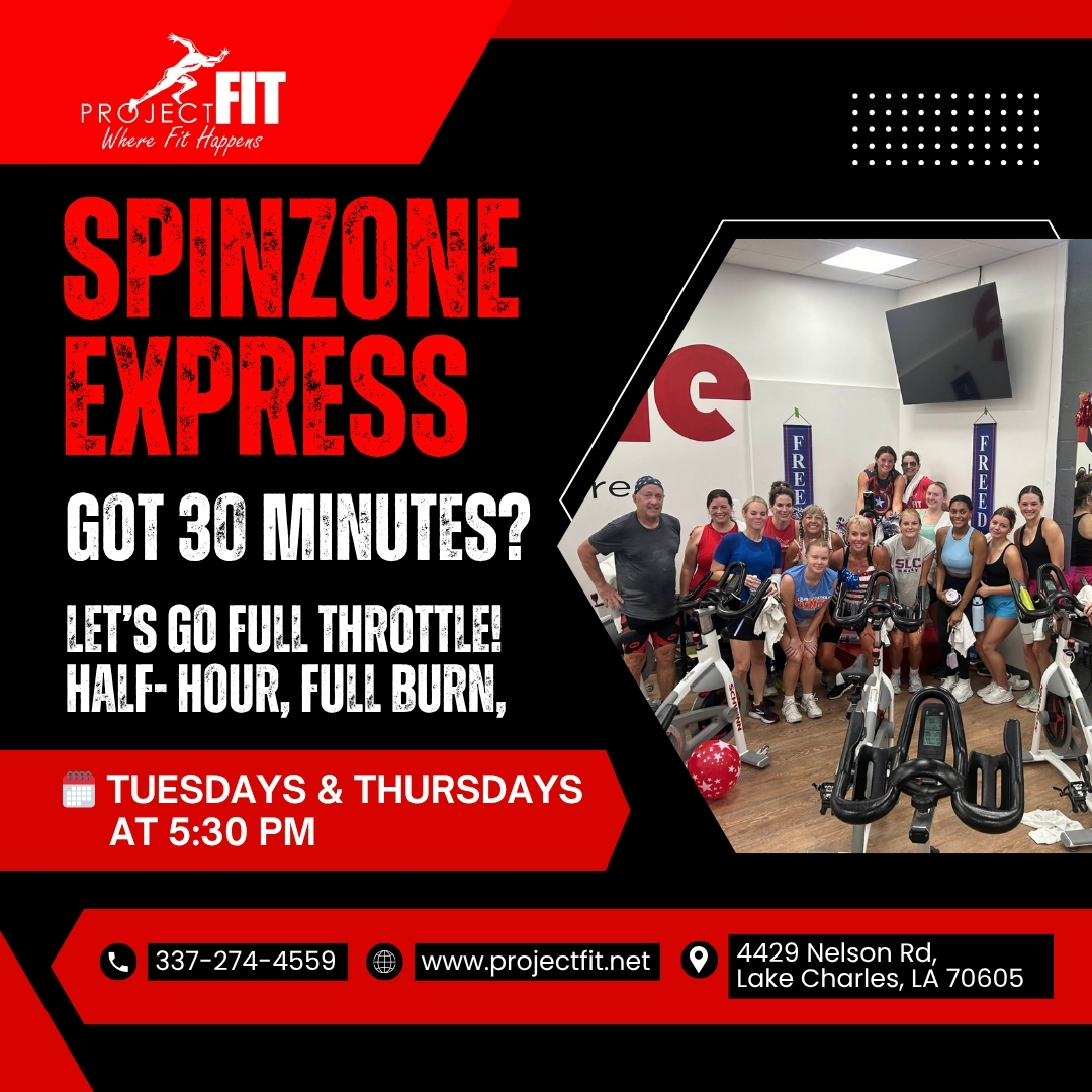 ProjectFit_LC's tweet image. Got 30 minutes? Let’s go full throttle! Half- hour, full burn, 

🗓️ SpinZone Express now on Tuesdays &amp;amp; Thursdays at 5:30 PM