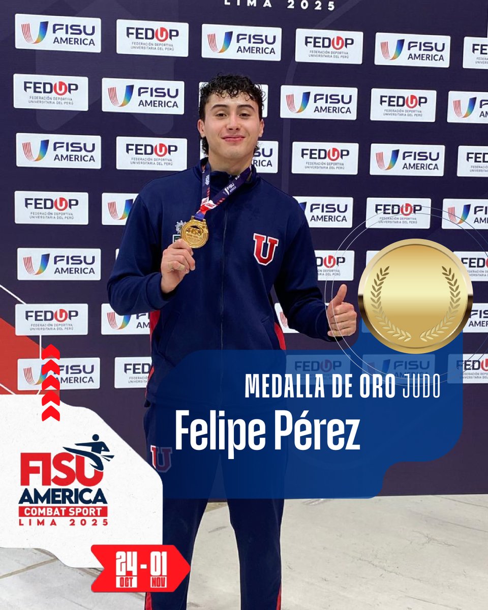 🥇 ¡CAMPEÓN PANAMERICANO UNIVERSITARIO!

El judoca Felipe Pérez se consagró campeón de la categoría -73kg en el Panamericano Universitario de Deportes de Combate, organizado por @fisuamerica en Perú 🇵🇪

¡Gracias por estos años representando a la U con orgullo! 🤘💙
