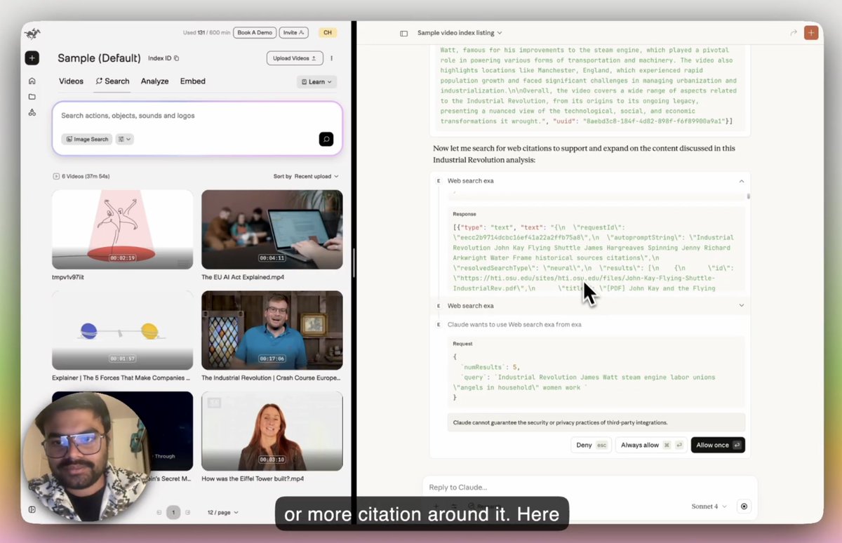 Here is the video for the <a href="/twelve_labs/">TwelveLabs (twelvelabs.io)</a>  MCP +<a href="/ExaAILabs/">Exa</a>  MCP + <a href="/NotionHQ/">Notion</a>  MCP for the research with the video content. 

Below is the detailed walkthrough 

🔗youtube.com/watch?v=QTxlrt…