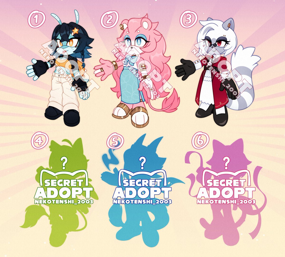 2003Nekotenshi's tweet image. ✨SONIC ADOPTABLES!✨

💖 1-3: $70 EACH.
💖 4-5: $90 SECRET ADOPT
💖 6: $100 SECRET ADOPT

RULES⬇️
💖Dm me if you are interesed 📩 (arrival order)📬
💖Only PayPal, no other means of payment are accepted.
💖Don&apos;t reselling 😾🚫
💖+20$ USD for comercial use
#adopt #sonicadoptable
