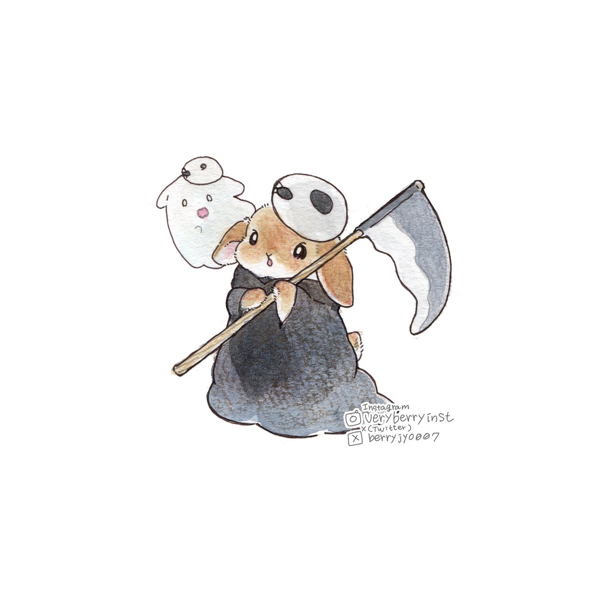 「うさぎさんのHalloween 夜更かししてる子 だれだ〜?」|VeryBerry うさぎ星さん4/8-9出展のイラスト