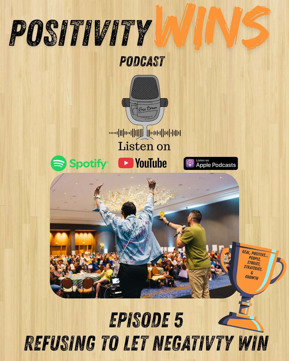 the_MrBraun's tweet image. Choosing positivity not because life is perfect, but because we refuse to let negativity win ✨
On episode 5, we discuss just that! Real stories and real strategies on how you can choose positivity even during the struggle or when you find yourself surrounded by negativity.…