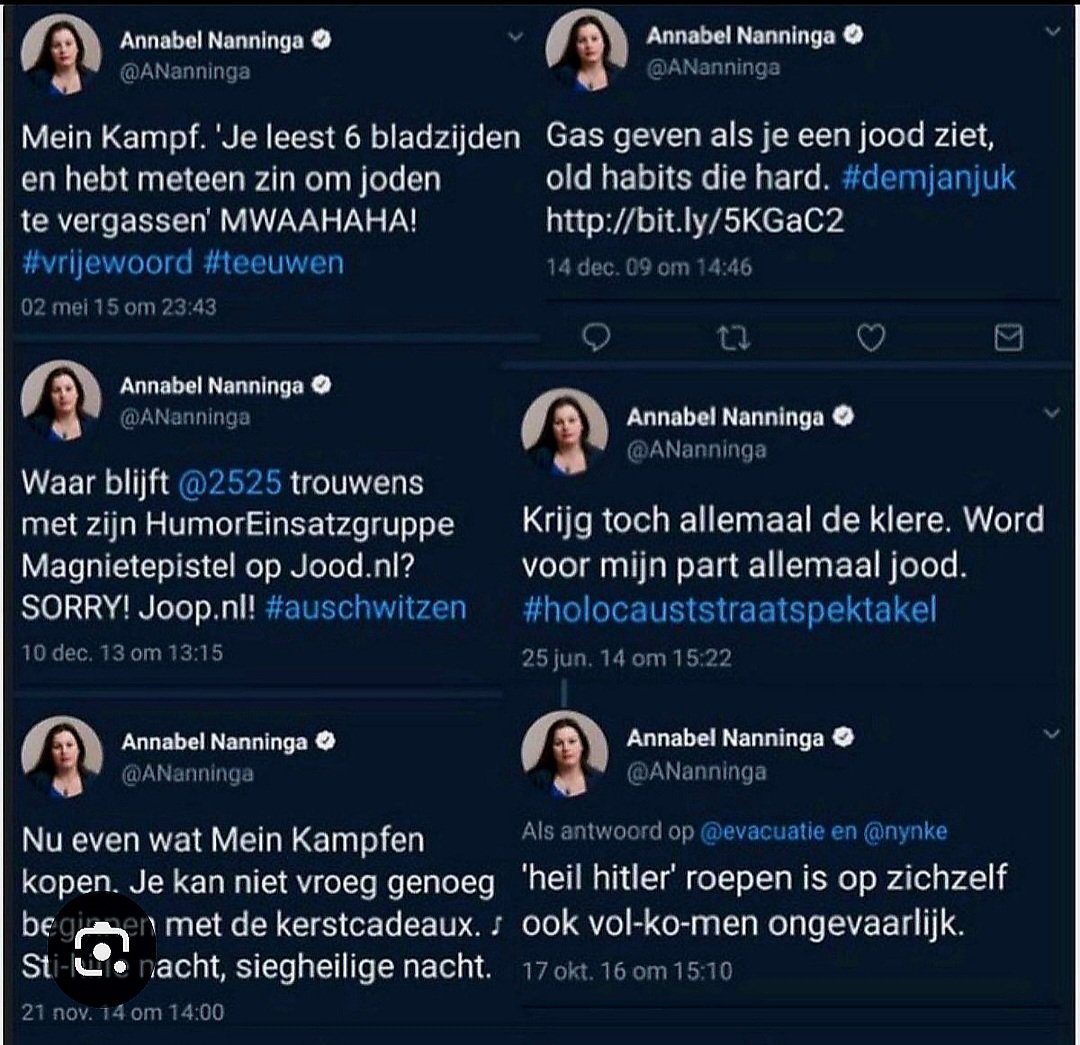 Het verbaast mij dat de tweets van Annabel Nanninga van Ja21 zo onbekend zijn bij het brede publiek. 
Ter herinnering.