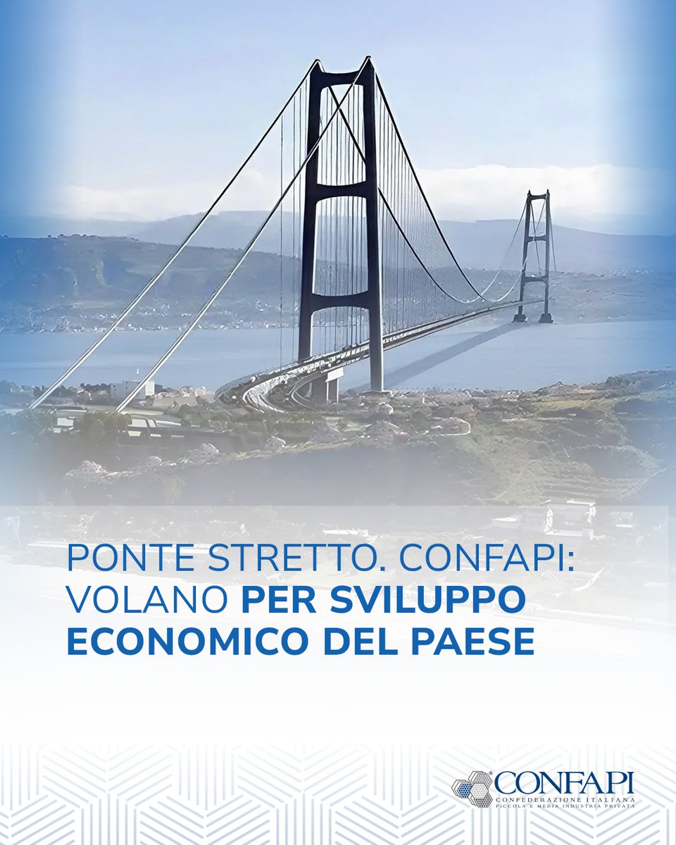 Confapi's tweet image. PONTE STRETTO. CONFAPI: VOLANO PER SVILUPPO ECONOMICO DEL PAESE

Leggi il comunicato integrale 👉 confapinews.confapi.org/news/ponte-str…