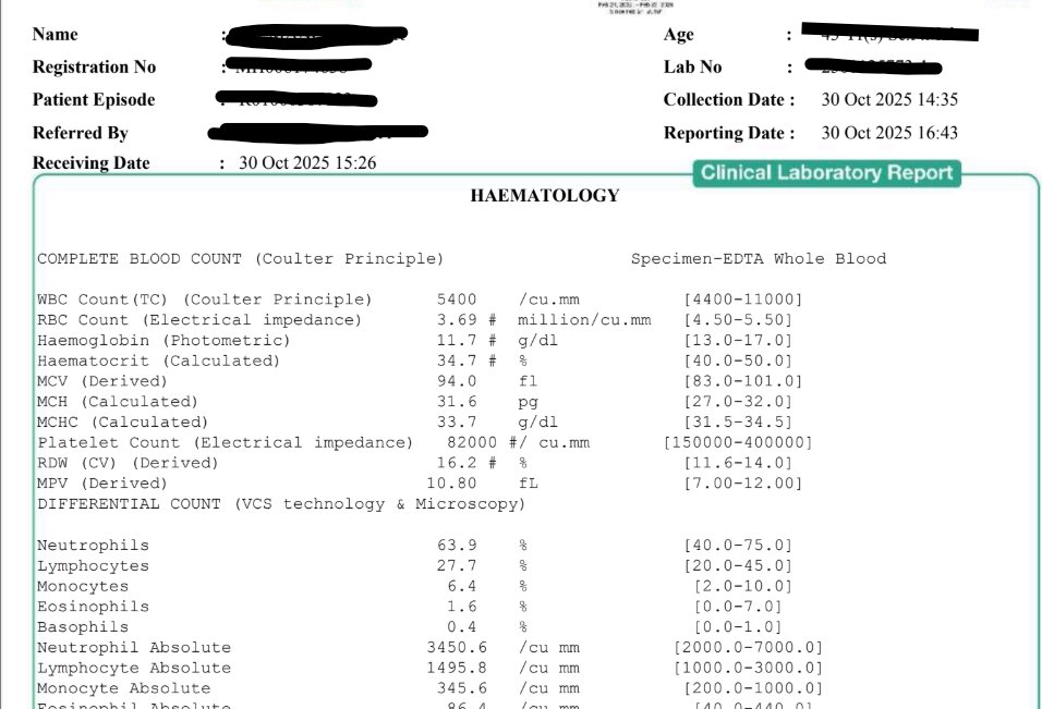 manojexecutive's tweet photo. CBC report received from Prolife Diagnostics showing wrong results. Someone report was sent to me. When i felt it suspicious i took another test from Hospital lab then results are different. Blood sample was given with in 24 hours. i am not sure what to follow. https://t.co/ynbauKIEoa