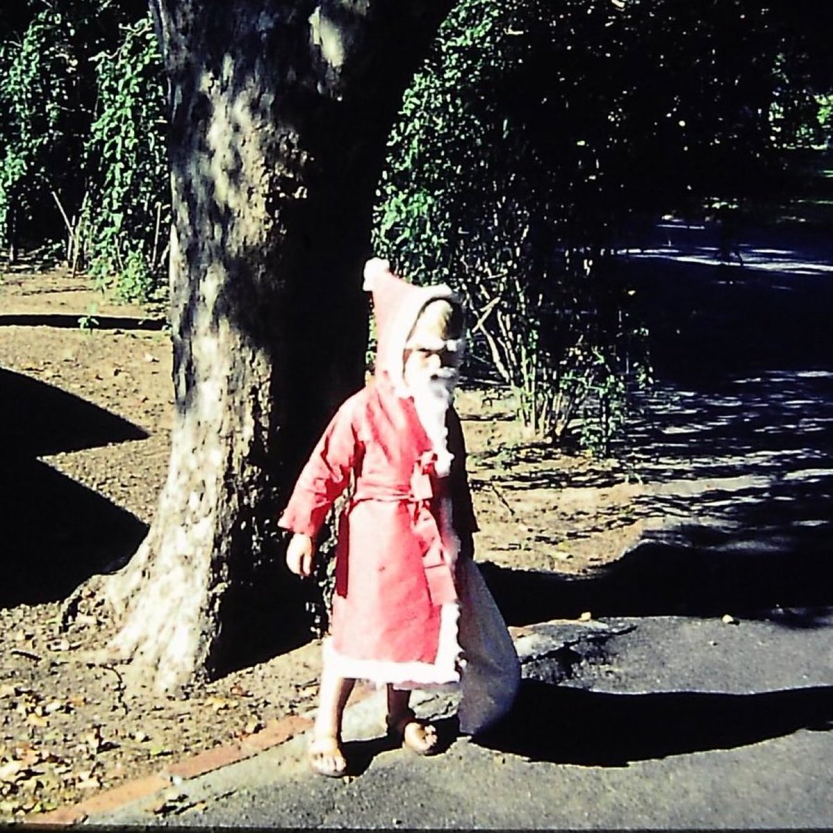 Elon Musk dressed as Santa for Halloween when he was 5 years old.