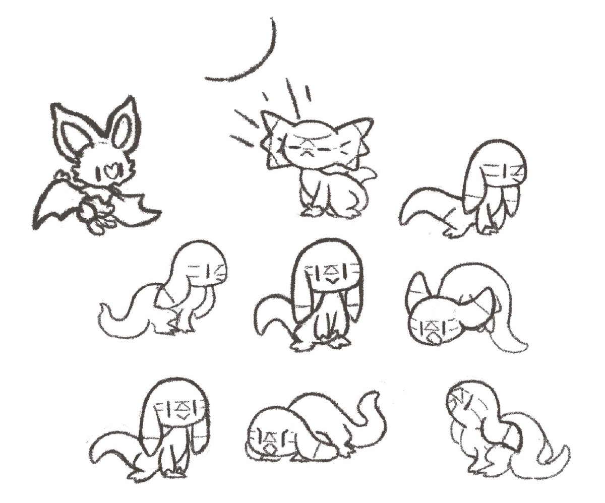 #PokemonLegendZA #plza #pokemon 

small helioptile (+ noibat) doodles 

lvl 56 and i still haven’t evolved my helioptile yet