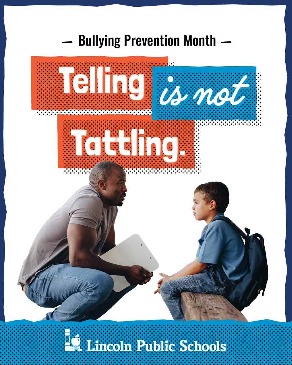LPSorg's tweet photo. October is #BullyingPreventionMonth. If you or someone you know is being bullied, one of the best ways to combat it is telling a trusted adult. Remember: telling is NOT tattling.
Don’t be afraid to speak up for yourself and others. ❤️ #LPSCares https://t.co/KyOlUSaFfE
