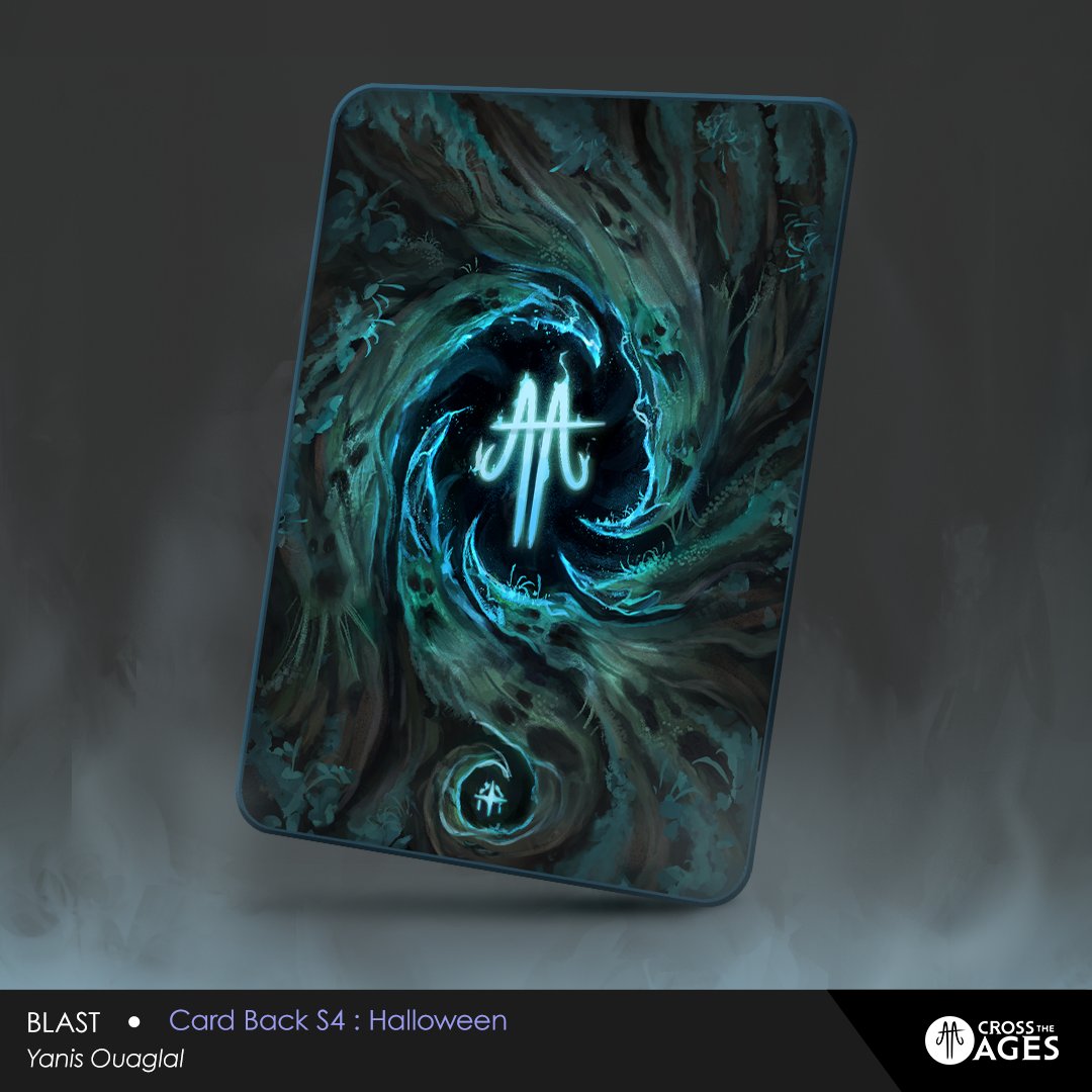 CARD BACK Spécial Halloween ! 👻 
Nouveau dos de carte pour l'événement #Halloween de
<a href="/CrossTheAges/">Cross The Ages</a> 

#CTA #TCG #Halloween2025 #Design #illustration