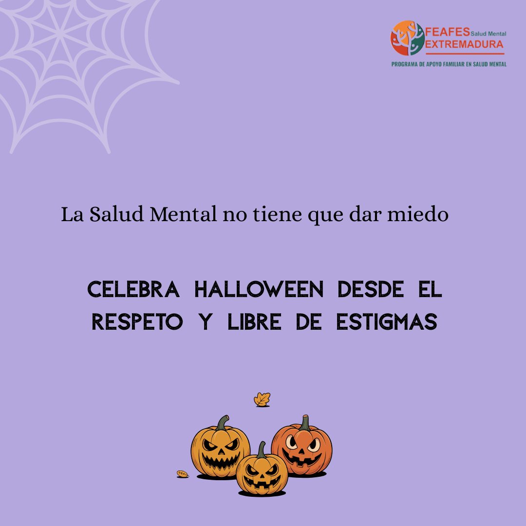 🎃Desde nuestro Programa de Apoyo Familiar en Salud Mental queremos recordar que detrás de cada diagnóstico hay personas, historias y familias que merecen respeto y empatía. 

Este Halloween, te invitamos a no disfrazar el estigma, sino a quitarle la máscara. 🌙