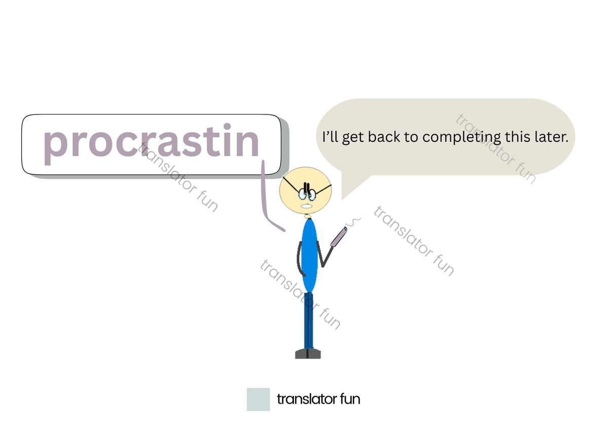TranslatorFun's tweet image. How translators handle procrastination translatorfun.com/2012/12/16/fun… a través de #conferenceinterpreters #interpreters #translatorfun #translation #interpreting #freelancetranslators #fun #xl8 #1nt #conferenceinterpreting #boothinterpreters