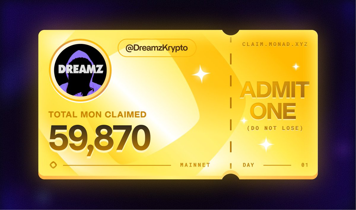 DreamzKrypto's tweet image. Thank you Monad!!

@monad #Monad #monad_testnet_mon #MonadMainnet #MonadEcosystem