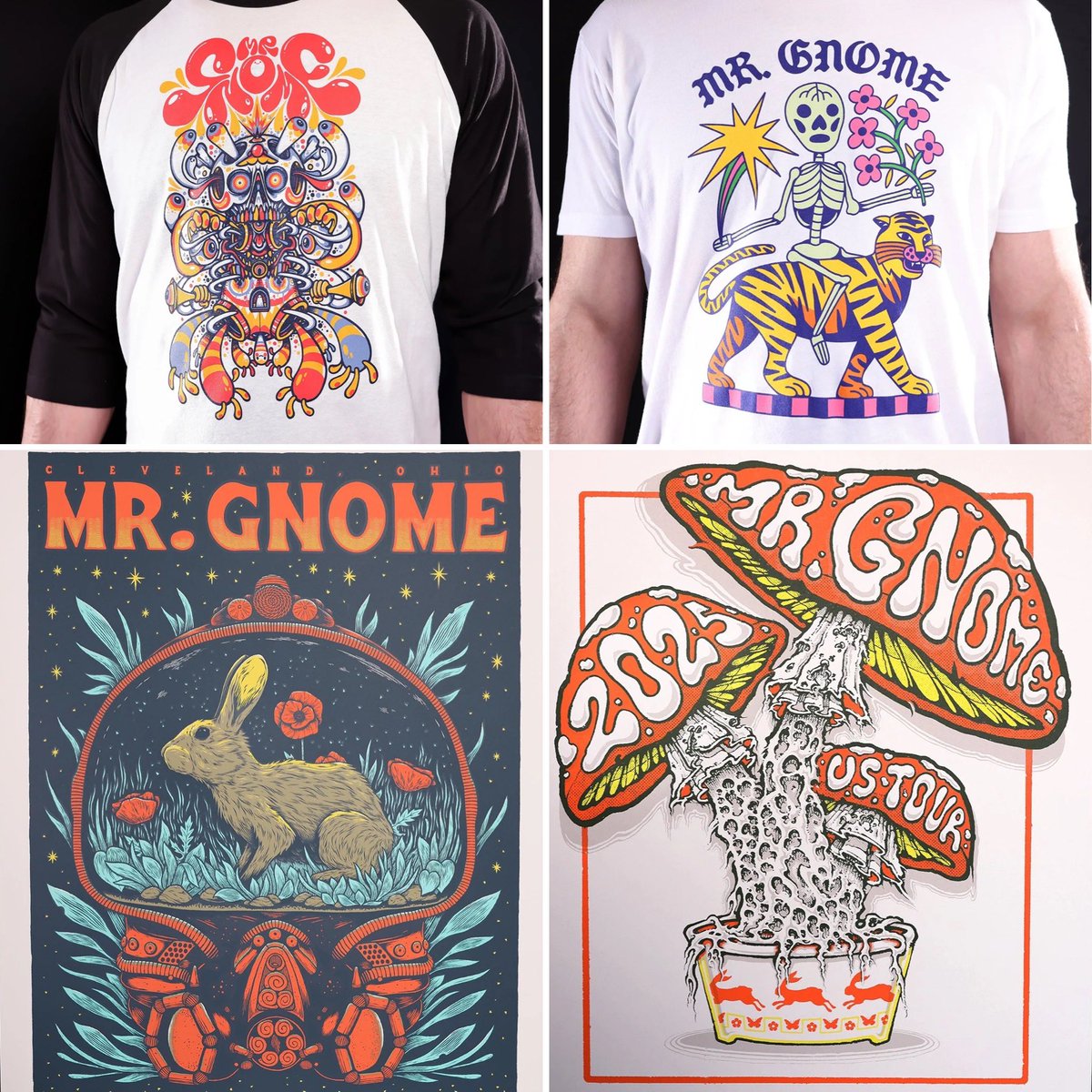 For anyone who didn’t get a chance to make it out to any of our shows over the last few months, we just restocked our online store with new t-shirt designs and tour posters! Head over to mrgnome.com/store to check it all out 💖
