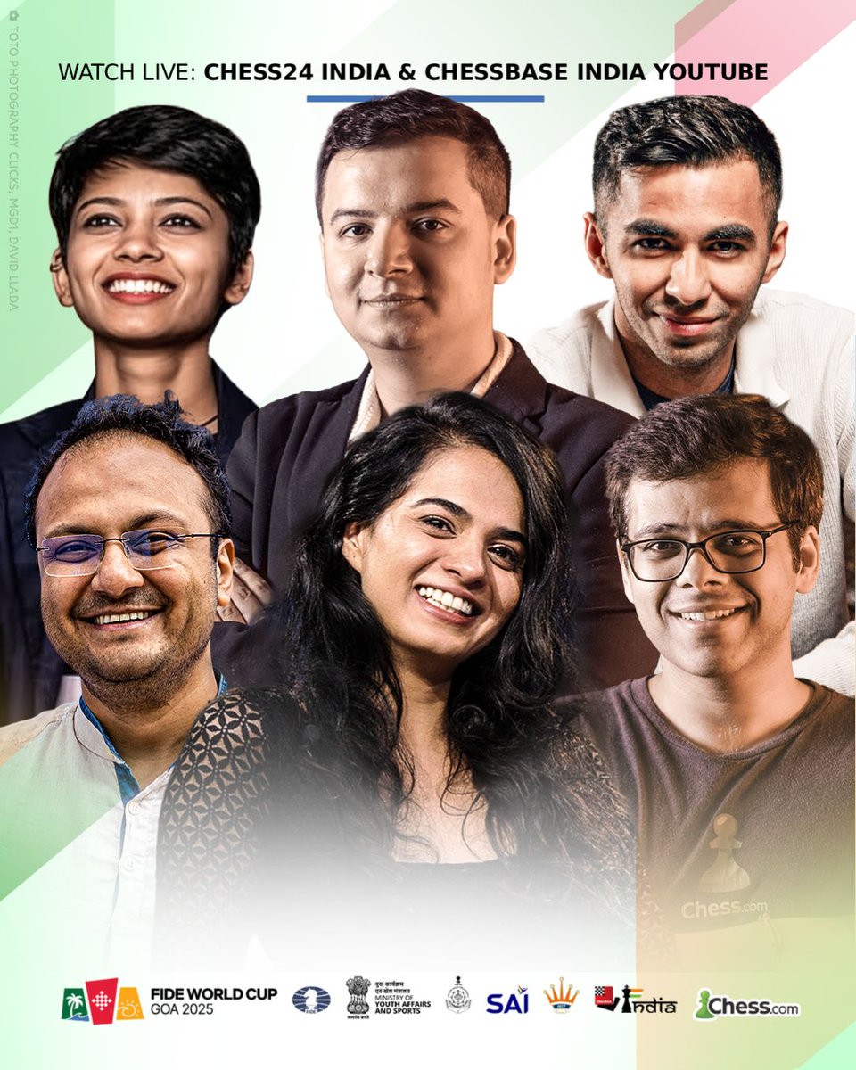 We are excited to share our commentary panel for the #FIDEWorldCup2025 🎙 
<a href="/sagarchess1/">Sagar Shah</a>
<a href="/TaniaSachdev/">Tania Sachdev</a>
<a href="/GroverSahaj/">Sahaj Grover</a> 
<a href="/HarshitRaja1/">Harshit Raja</a>
<a href="/AmrutaMokal/">Amruta Mokal</a>
<a href="/tickoochess/">Sahil Tickoo</a>

<a href="/ChessbaseIndia/">ChessBase India</a> <a href="/FIDE_chess/">International Chess Federation</a> <a href="/aicfchess/">All India Chess Federation</a> <a href="/tsagofficial/">Sports Authority Goa</a> <a href="/goacm/">CMO Goa</a> 
<a href="/IndiaSports/">Dept of Sports MYAS</a> <a href="/Media_SAI/">SAI Media</a> <a href="/narangnitin/">Nitin Narang</a> <a href="/NodwinGaming/">NODWIN Gaming</a>