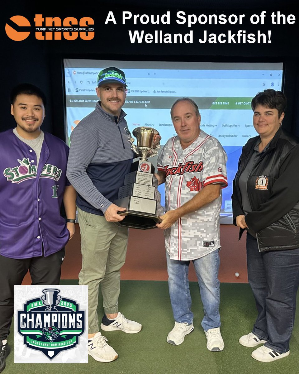 turfnetss's tweet photo. Yesterday, Ryan Harrison of the @Welland Jackfish  stopped by to share with us the coveted IBL 2025 Jack &amp; Lynne Dominico Cup. We love supporting our local baseball team all season. A well deserved CHAMPIONSHIP! Way-to-go Jackfish!  

#wellandjackfish #iblchampions https://t.co/Ev4HtkRzsS