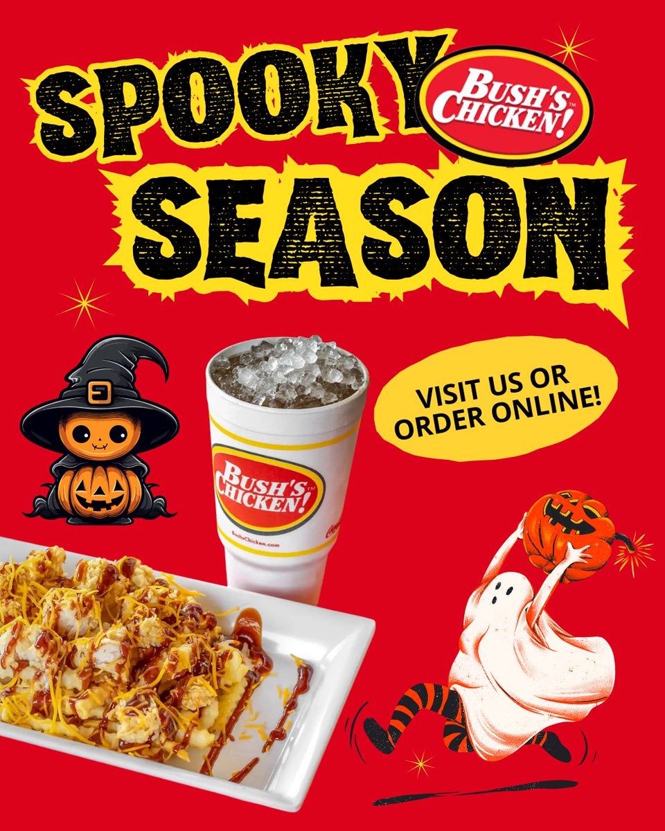 Spooky specials are here!

Get your hands on our The Sink Combo before it disappears. 🎃

#BushsChicken #SpookyEats #FallBites