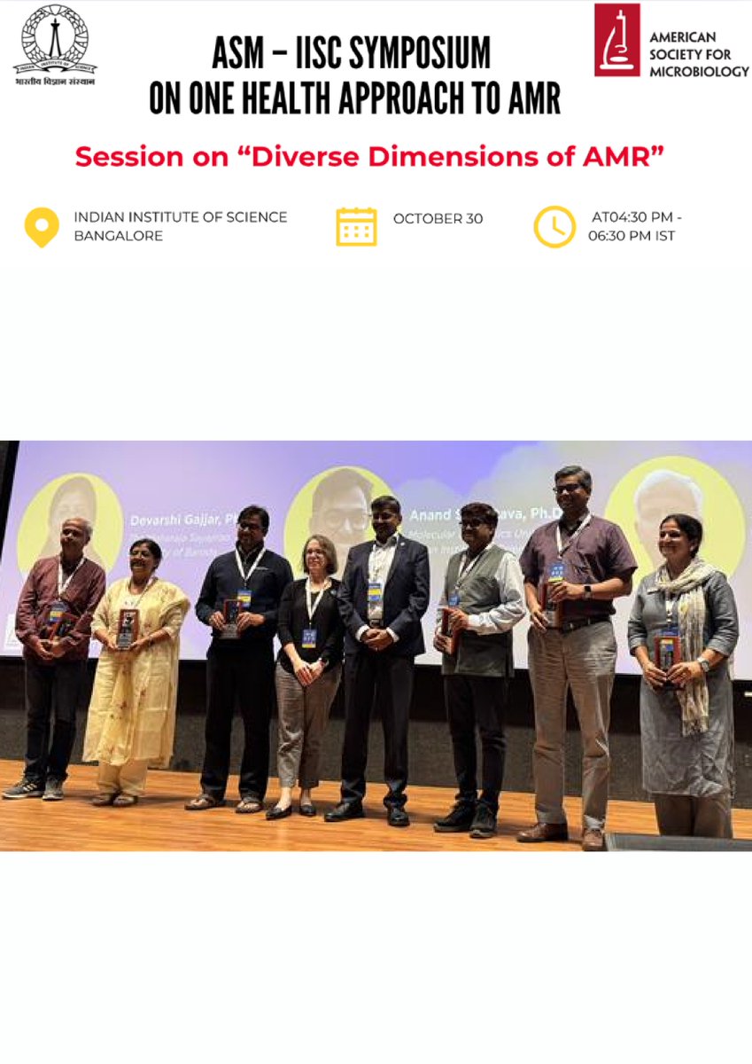 maneeshpaul's tweet image. It was an absolute pleasure to co-chair the session “Diverse Dimensions of AMR” alongside Dr. @christina_cuomo at the @ASMicrobiology–@iiscbangalore Symposium on One Health Approach to Antimicrobial Resistance (October 29-31), held at IISc Bengaluru, today. 

The speakers…