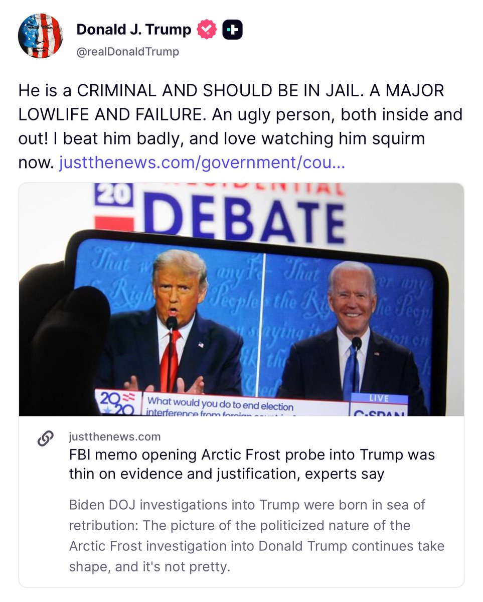 🚨 Trump just dropped this post!  

“He is a CRIMINAL AND SHOULD BE IN JAIL.”