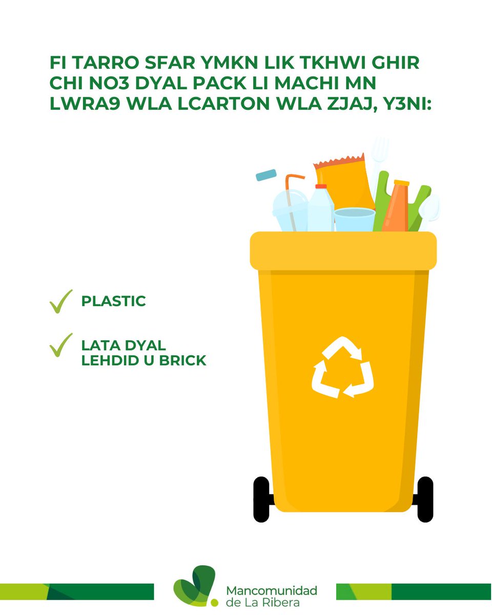 🟡 ¡En el contenedor amarillo, solo envases!

Aquí es donde deben ir los envases de plástico, latas y briks.

#ContenedorAmarillo #MancomunidadLaRibera