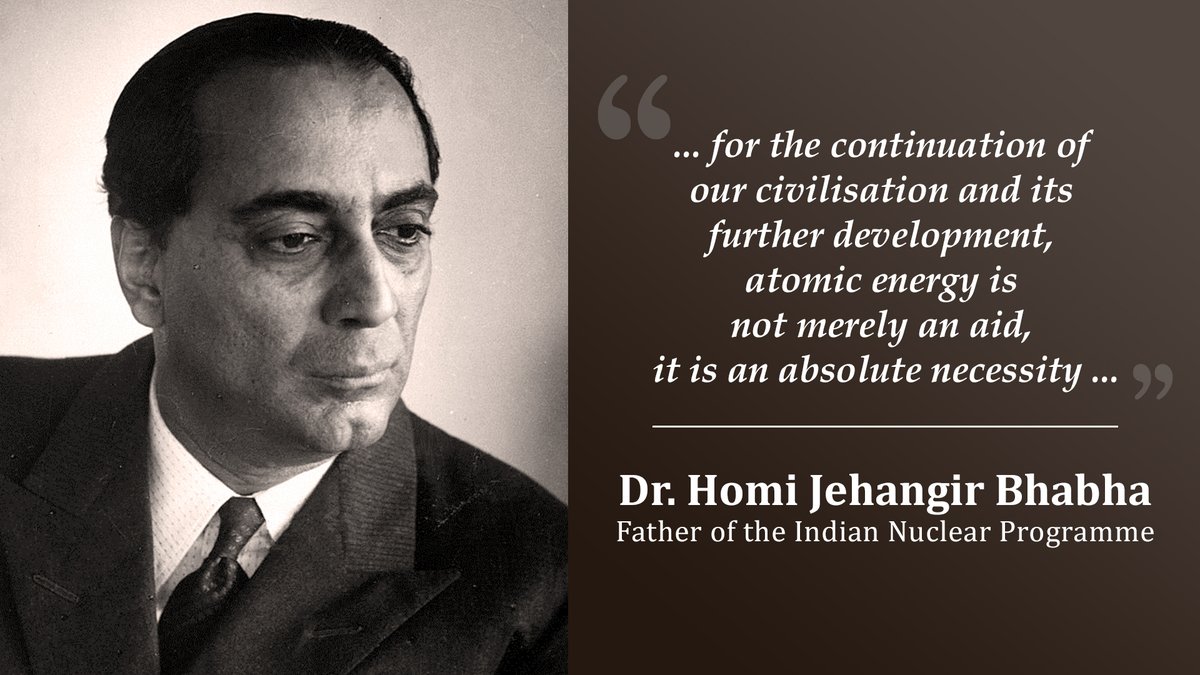 DAEIndia's tweet photo. 🇮🇳 A visionary ahead of his time, Dr. Homi Jehangir Bhabha envisioned atomic energy not as a choice, but as the foundation of our future. On his birth anniversary, DAE honours the legacy that guides India’s atomic energy journey.
@PMOIndia @DrJitendraSingh @NpcilOfficial @iaeaorg https://t.co/QYLcDIOMlE