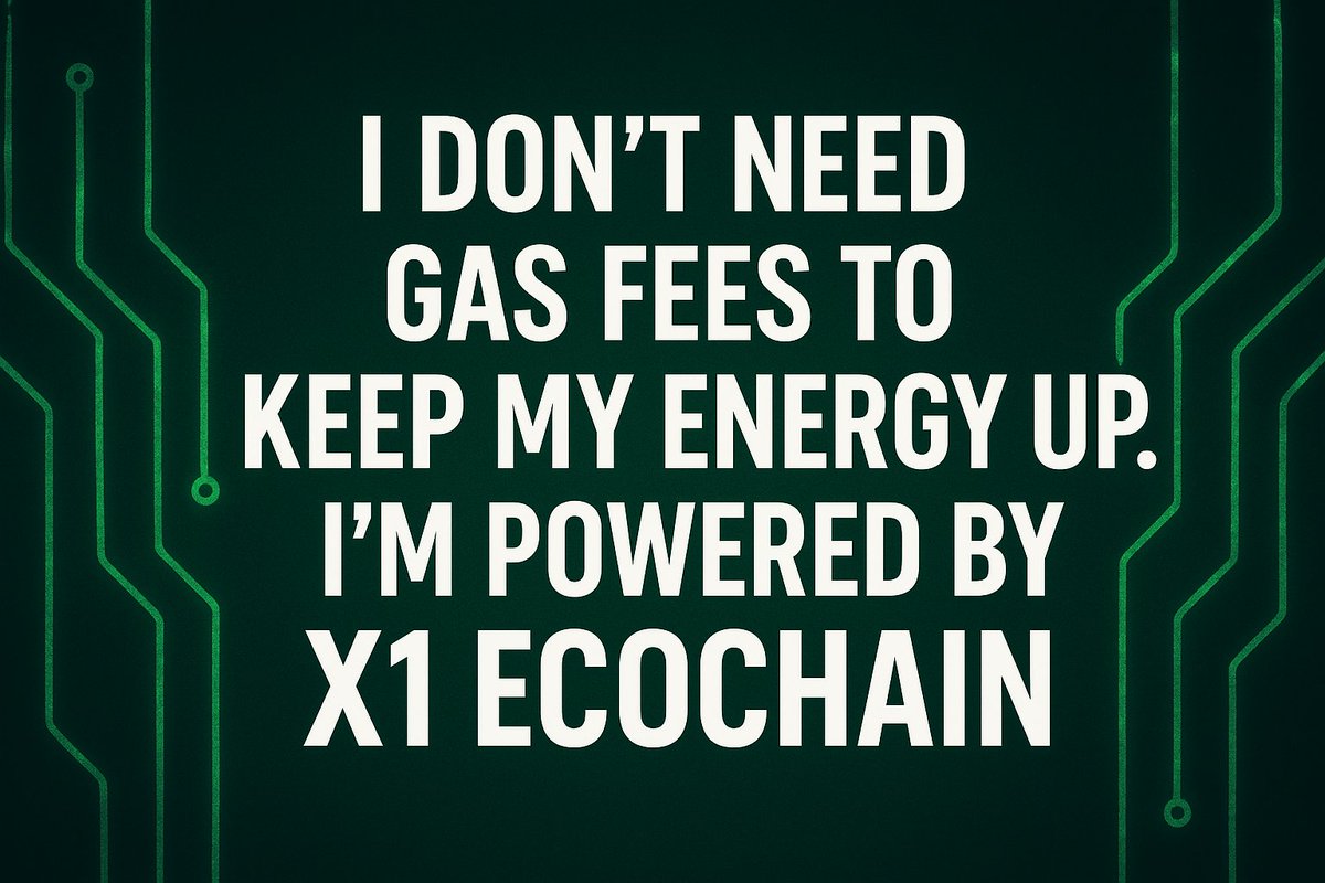 FreeMan4038's tweet image. Me to other projects:👇 I don’t need gas fees to keep my energy up — I’m powered by @X1_EcoChain.” 🔋
Built for speed, efficiency, and sustainability — that’s the @X1_EcoChain way. 🌿

#X1EcoChain #GreenBlockchain #Web3 #CryptoEnergy #Innovation