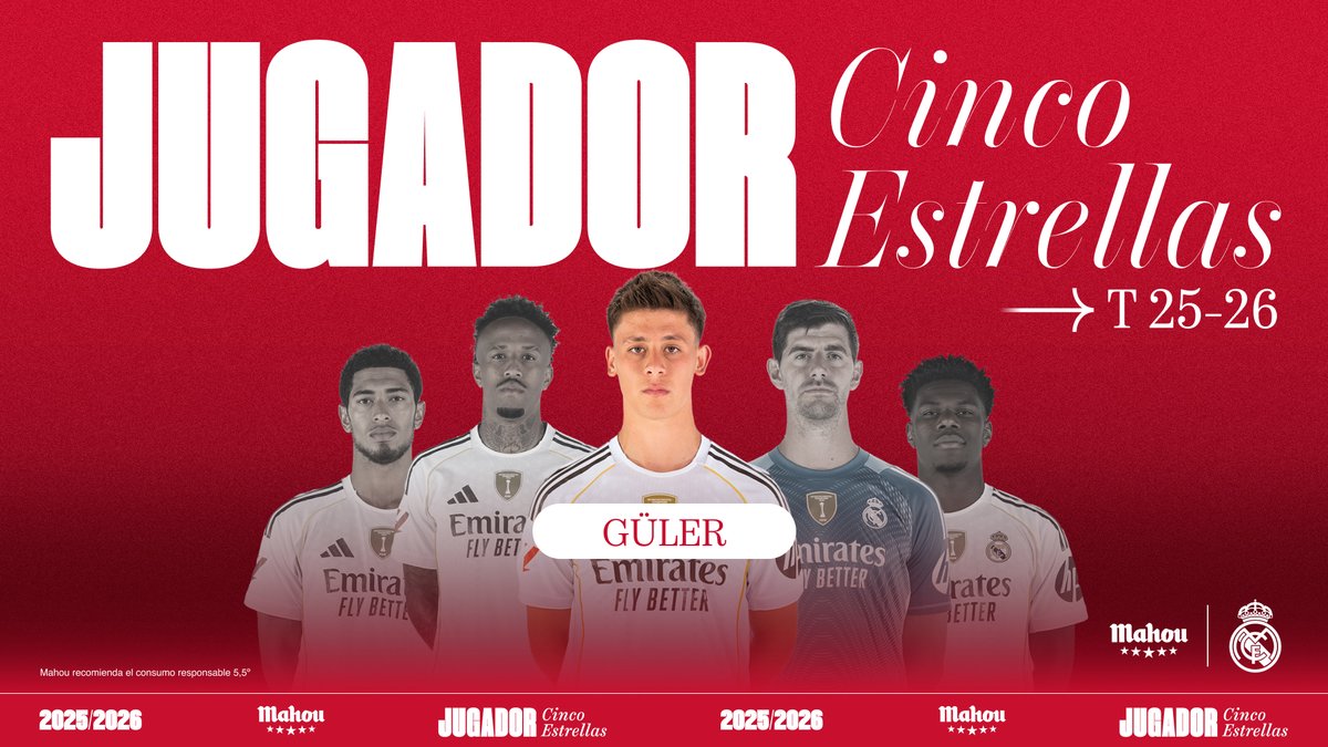 futbolmahou's tweet photo. Y el #JugadorCincoEstrellas del @realmadrid en el mes de octubre es... ¡@10ardaguler! Enhorabuena y gracias por todos vuestros votos recogidos en la App del Real Madrid y en nuestra cuenta de X. ⚽️ https://t.co/arDtF49uQ7