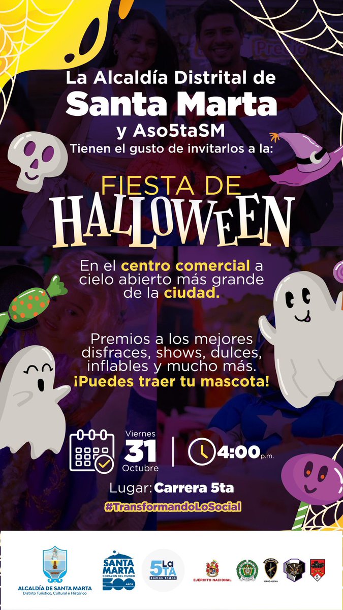 Estamos listos para recibirlos este 31 de octubre en la K5ta, el centro comercial más grande de la ciudad en una celebración muy especial para nuestros niños y niñas. En un trabajo conjunto con <a href="/SantaMartaDTCH/">Alcaldía de Santa Marta</a> nos unimos para esta gran celebración!!! Los esperamos 🎃🎃🎃