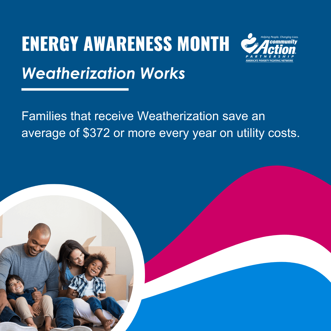 CAPartnership's tweet image. Happy Weatherization Day! Did you know that families that receive #Weatherization services save an average of $372 or more every year on utility costs? Just one more reason why #WeatherizationWorks! #EnergyAwarenessMonth #WxDay #CommunityAction
