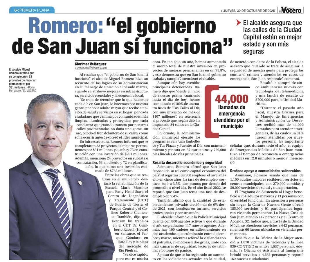 ✅ El gobierno de San Juan le funciona a su gente

Con una inversión histórica, más calles seguras, comunidades atendidas y servicios que responden, demostramos que un gobierno municipal que escucha y actúa, da resultados.

Seguimos construyendo la ciudad que nuestra gente