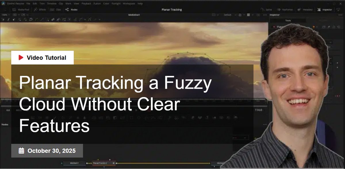 Learn from VFX artist Bernd Klimm how to track your non-planar surfaces (ie, clouds) using Fusion's Planar Tracker. Discover when Affine beats Perspective and stabilize-paint tips.
mixinglight.com/color-grading-…
