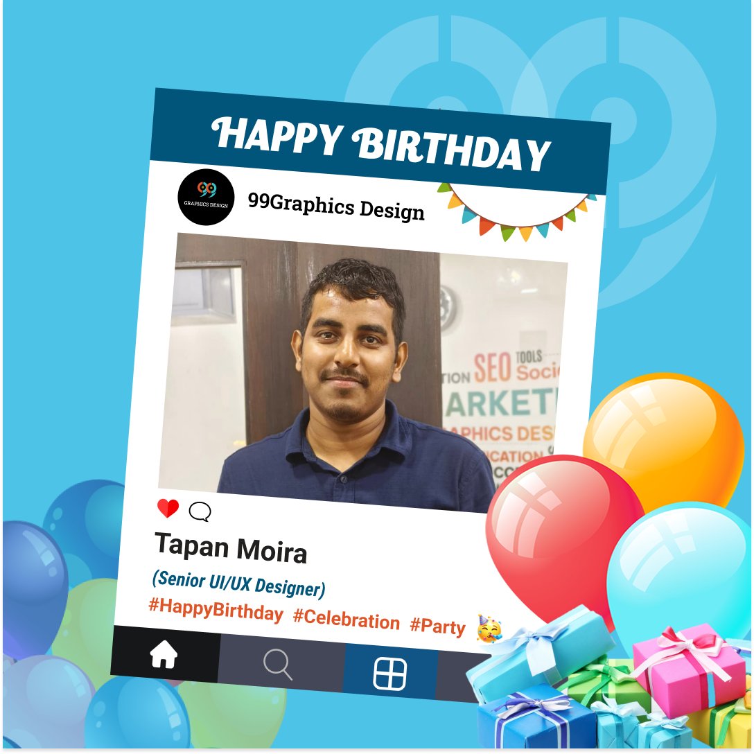 99graphicsD's tweet photo. 🎉 Happy Birthday to our Senior UX/UI Designer, 𝐓𝐚𝐩𝐚𝐧 𝐌𝐨𝐢𝐫𝐚! 🎨

Wishing you a wonderful day filled with happiness and success. Your creative ideas and great designs always make our team proud.

#HappyBirthday #TeamCelebration #UIDesigner #UXDesigner #99graphicsDesign https://t.co/q1kVACWexT