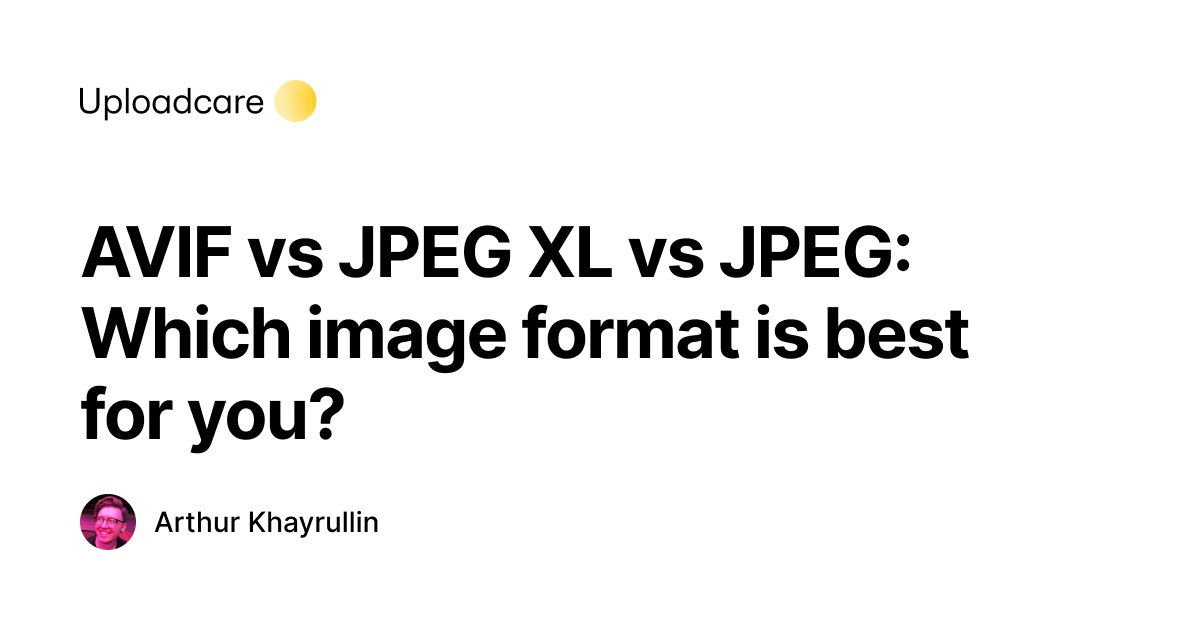 Uploadcare's tweet image. AVIF vs JPEG XL vs JPEG – which format actually delivers in 2025? ⚡

We tested them all for size, speed, and quality.

Key results: 
🖼 AVIF → best for the web (smaller + sharper)
📸 JPEG XL → best for print and archival
📂 JPEG → still solid for legacy use

Full breakdown:…