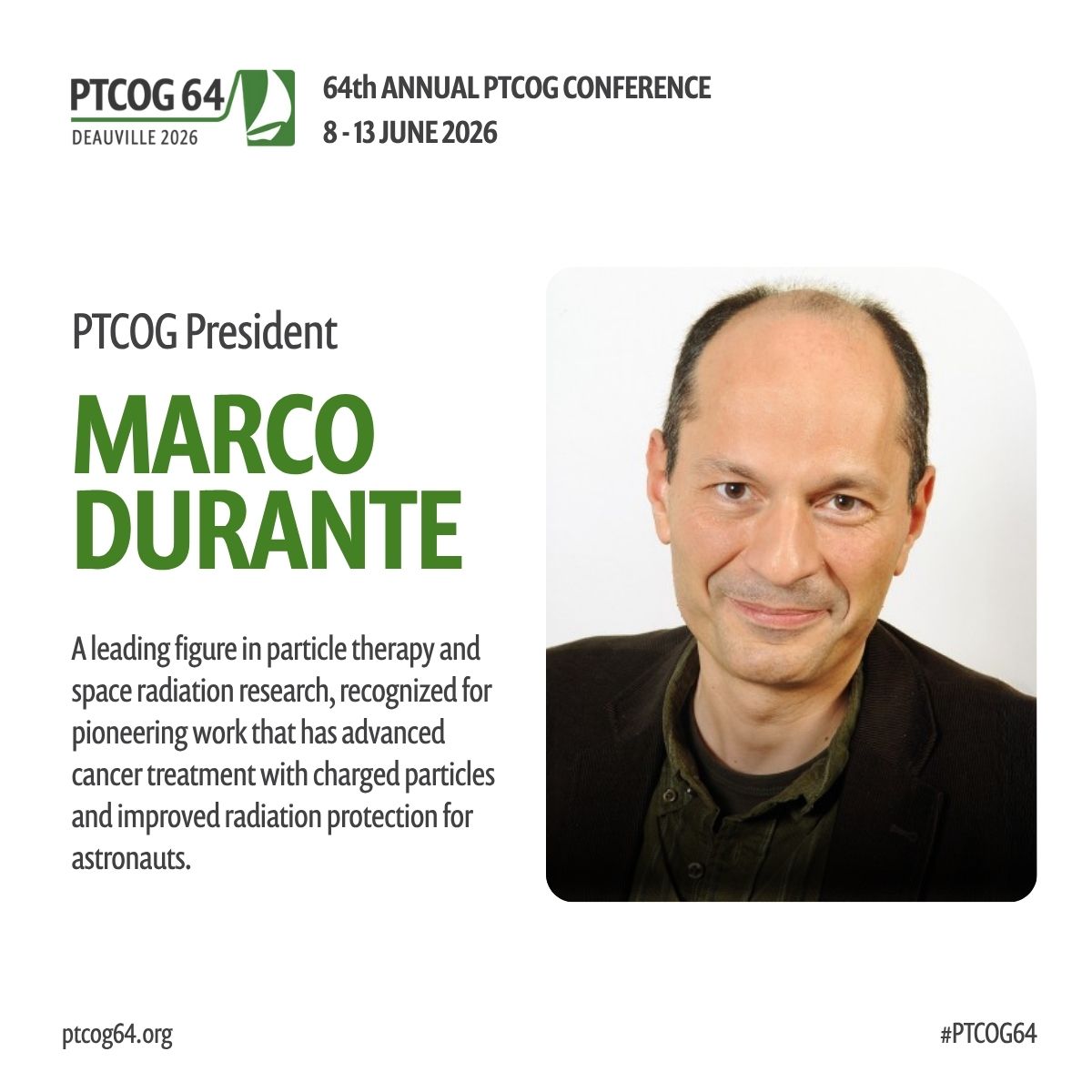PTCOG_Official's tweet image. Meet PTCOG&apos;s President: Marco Durante 🌟

A pioneer in particle therapy &amp;amp; space radiation research. Under his leadership, PTCOG continues to drive innovation and collaboration in the field of particle therapy.

🔗Learn more: bit.ly/4ndCn5z

#PTCOG64 #ParticleTherapy