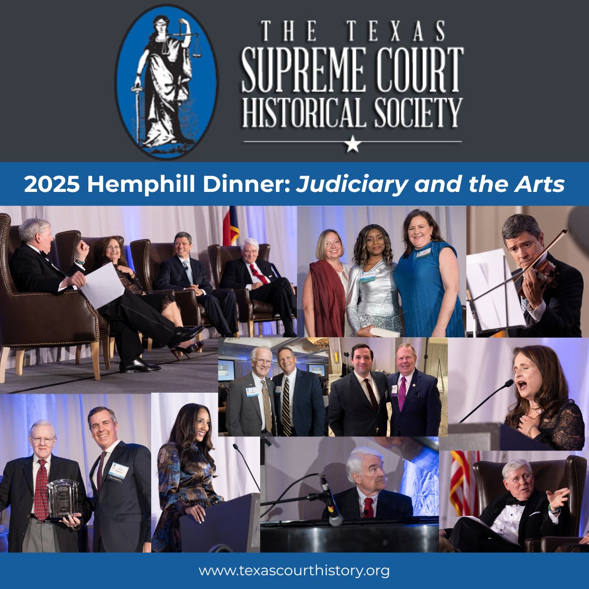 Though a bit delayed, we’re delighted to share photos from the 2025 Hemphill Dinner on Sept 5. A special thank you to our panel—emceed by Justice Craig Enoch—for sharing their talents: Chief Justice Nathan Hecht, Justice <a href="/BrettBusby/">Justice Brett Busby</a>, and Chief Judge Jennifer Walker Elrod.